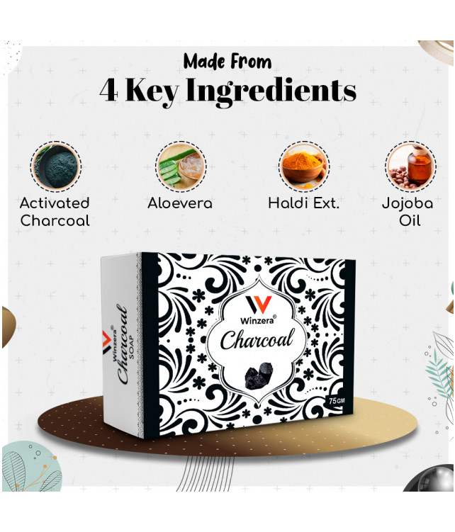 Ayuzera Charcoal Soap 100gm (With Glycerine, Activated Charcoal and Aloe vera)