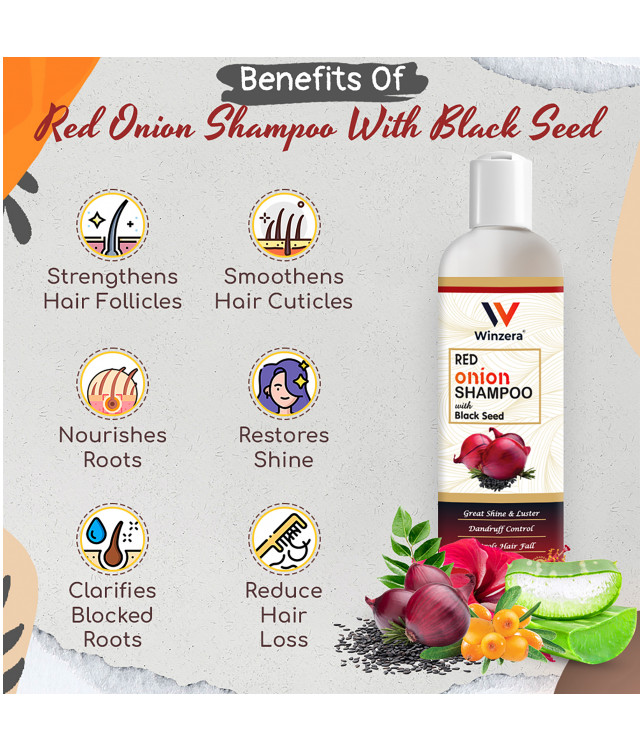 Ayuzera Red Onion Shampoo 200 ml (With Onion Oil and Curry Leaf Ext)