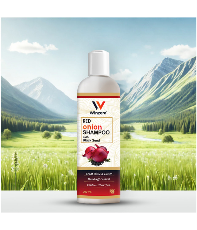 Ayuzera Red Onion Shampoo 200 ml (With Onion Oil and Curry Leaf Ext)