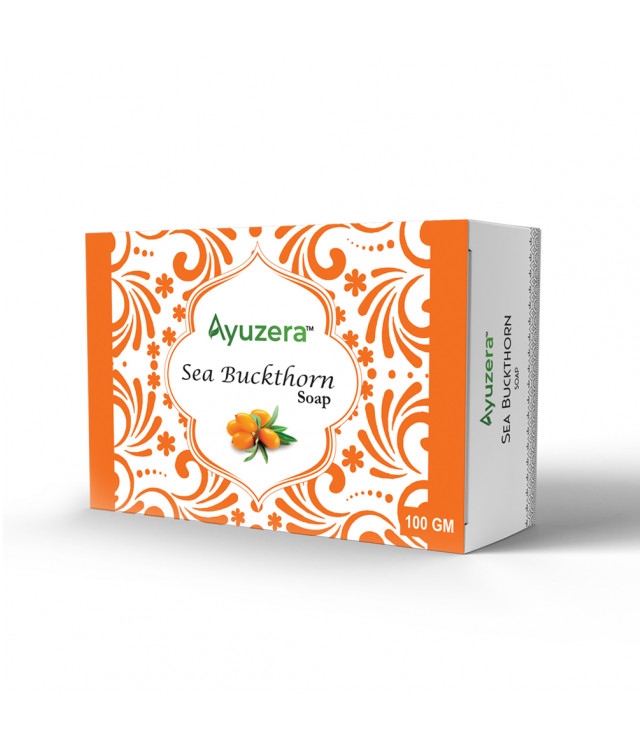 Ayuzera Sea Buckthorn Pulp Bathing Bar 100gm (With Glycerine, Coconut Oil and Sea Buckthorn Oil)