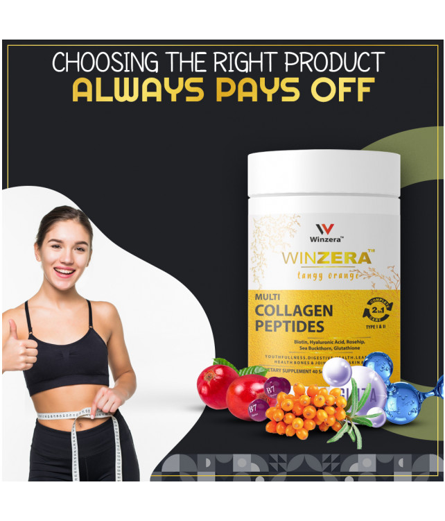 Winzera Collagen Peptide Tangy Orange (With Bioactive Collagen Peptide,  Sea buckthorn)