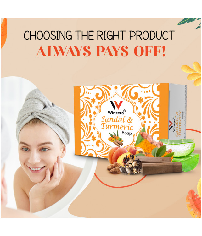 Ayuzera Sandal & Turmeric soap 75 gm (With Turmeric oil , Sandalwood oil)