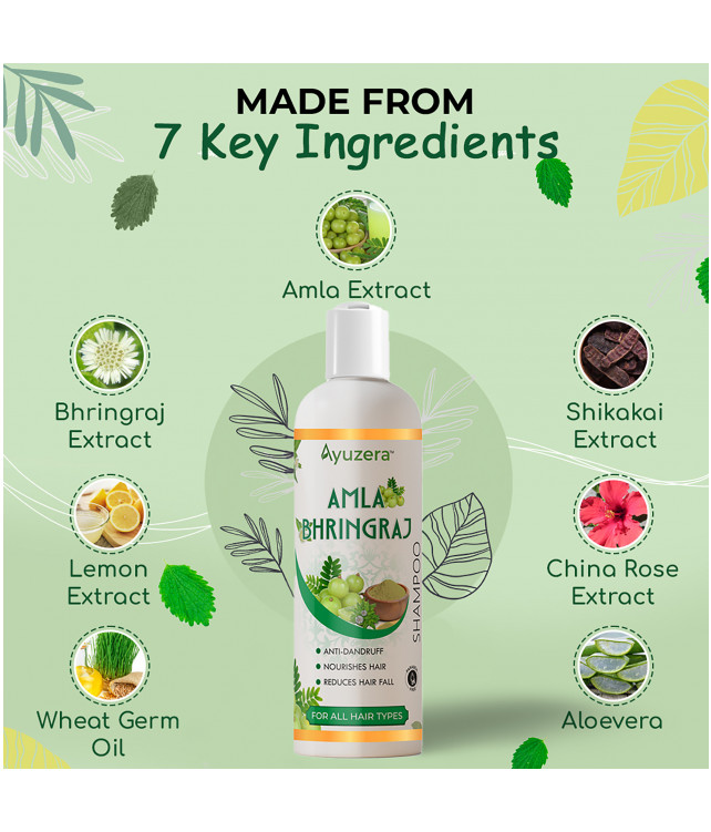 Ayuzera AMLA BHRINGRAJ SHAMPOO 200 ml (With Amla Extract, Bhringraj Extract)