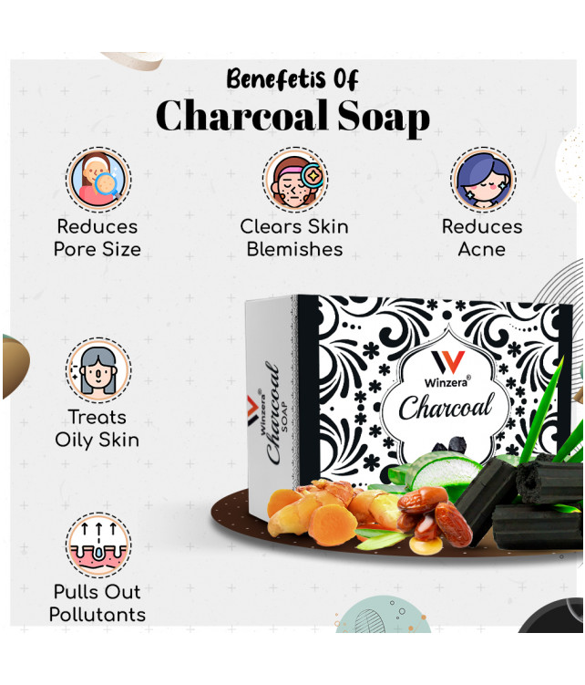 Ayuzera Charcoal Soap 100gm (With Glycerine, Activated Charcoal and Aloe vera)