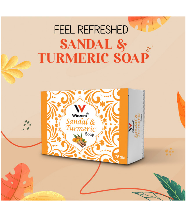 Ayuzera Sandal & Turmeric soap 75 gm (With Turmeric oil , Sandalwood oil)
